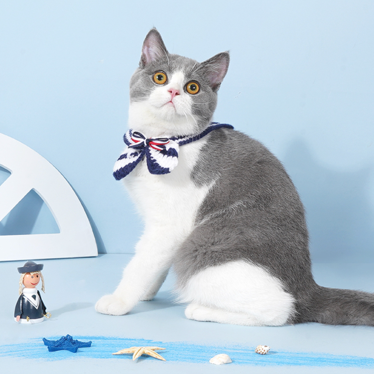 セーラー風 ニット素材のかわいいスカーフ(首輪)