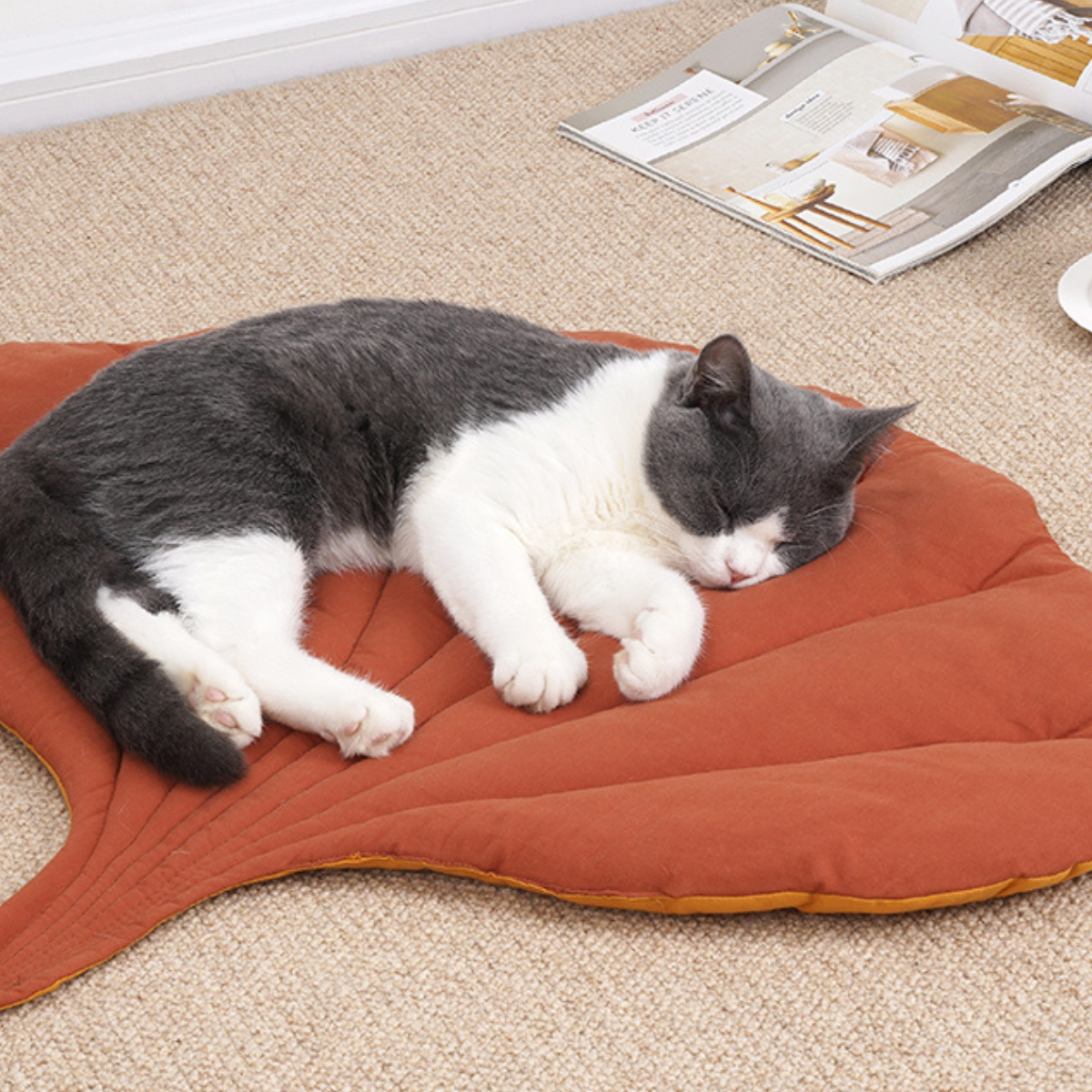 葉っぱ型リバーシブルクッションマット